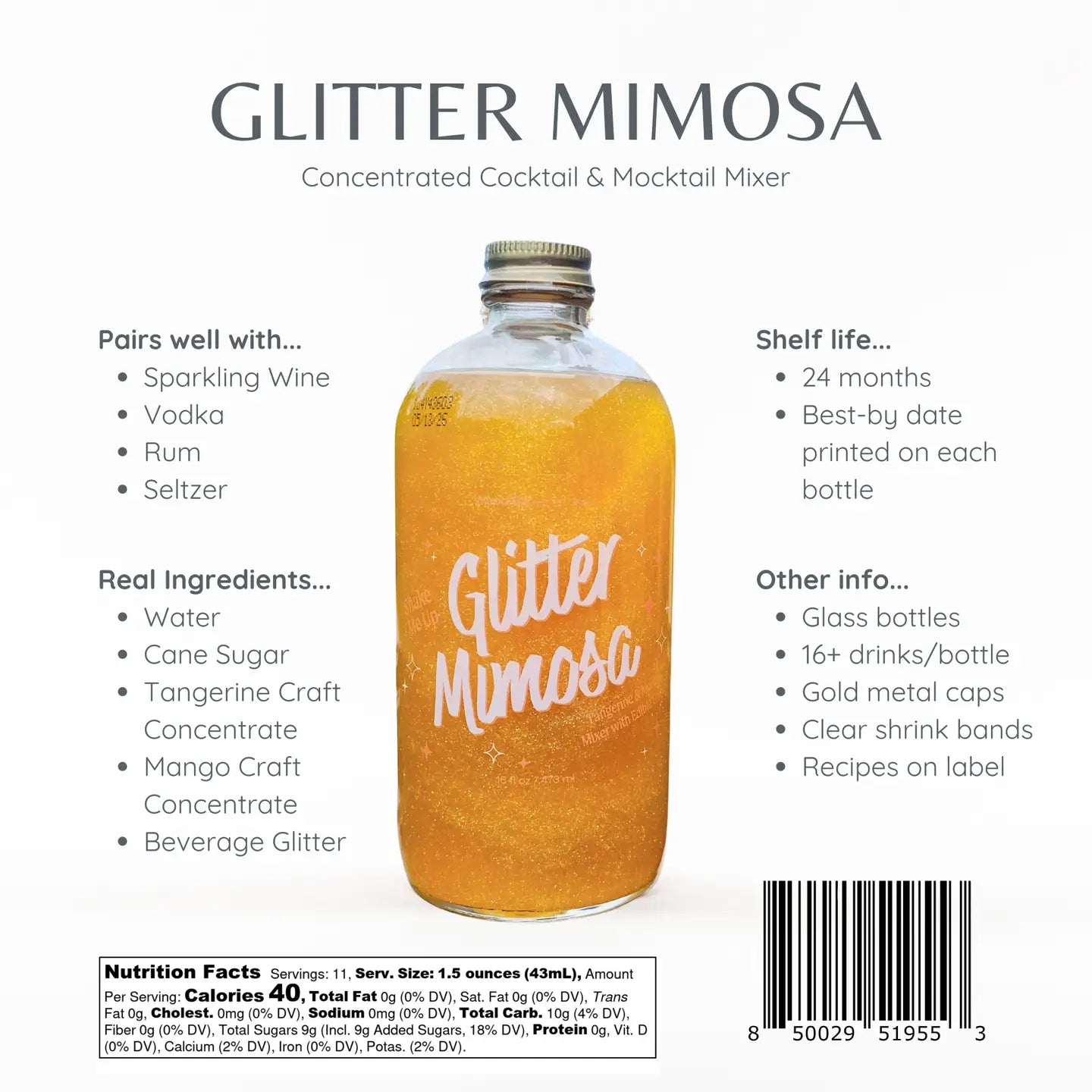Cocktail & Mocktail Mixer | Glitter Mimosa