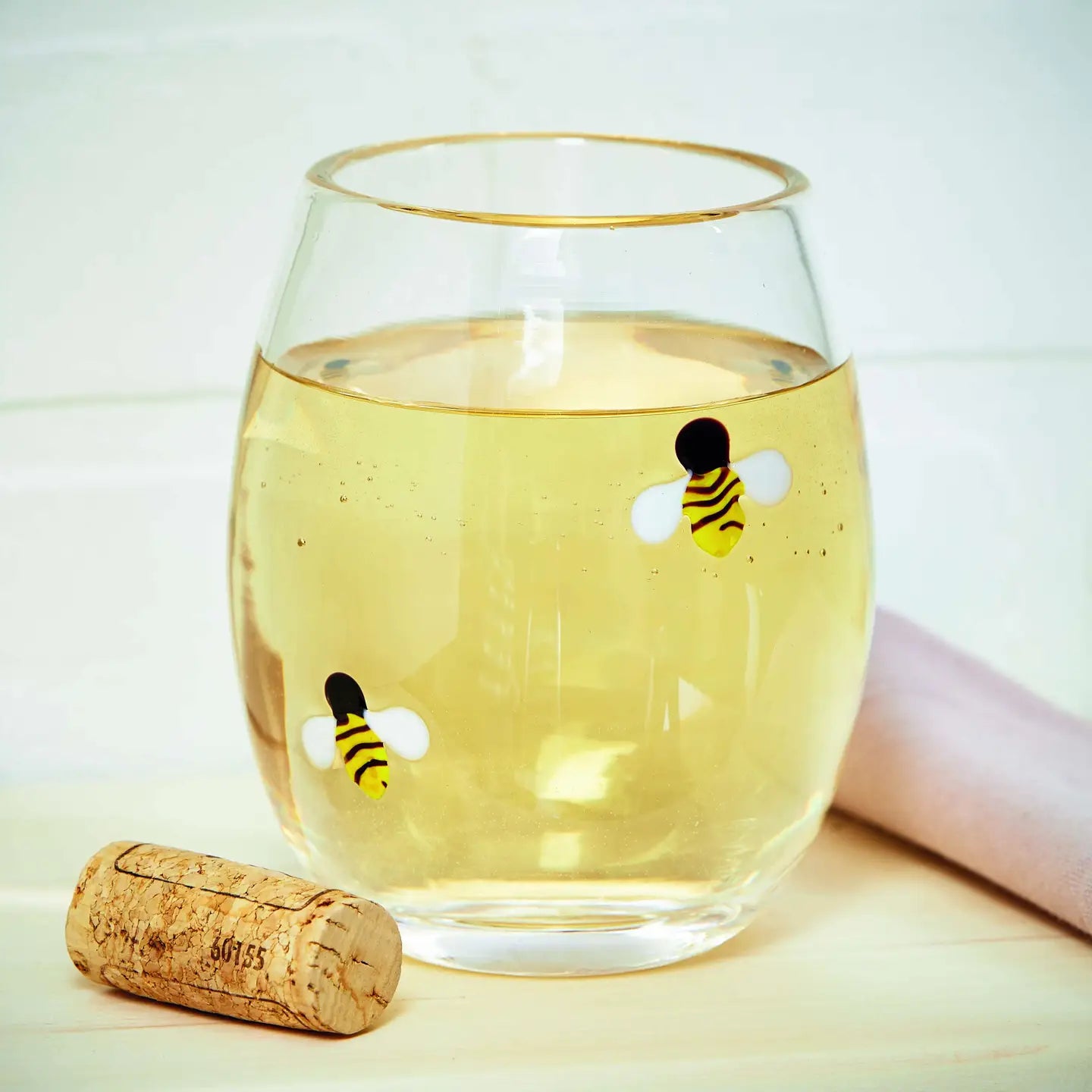 Bee Stemless Wine Glass | Handmade