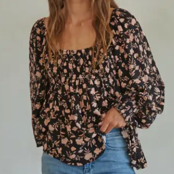 Floral Print Flare Top