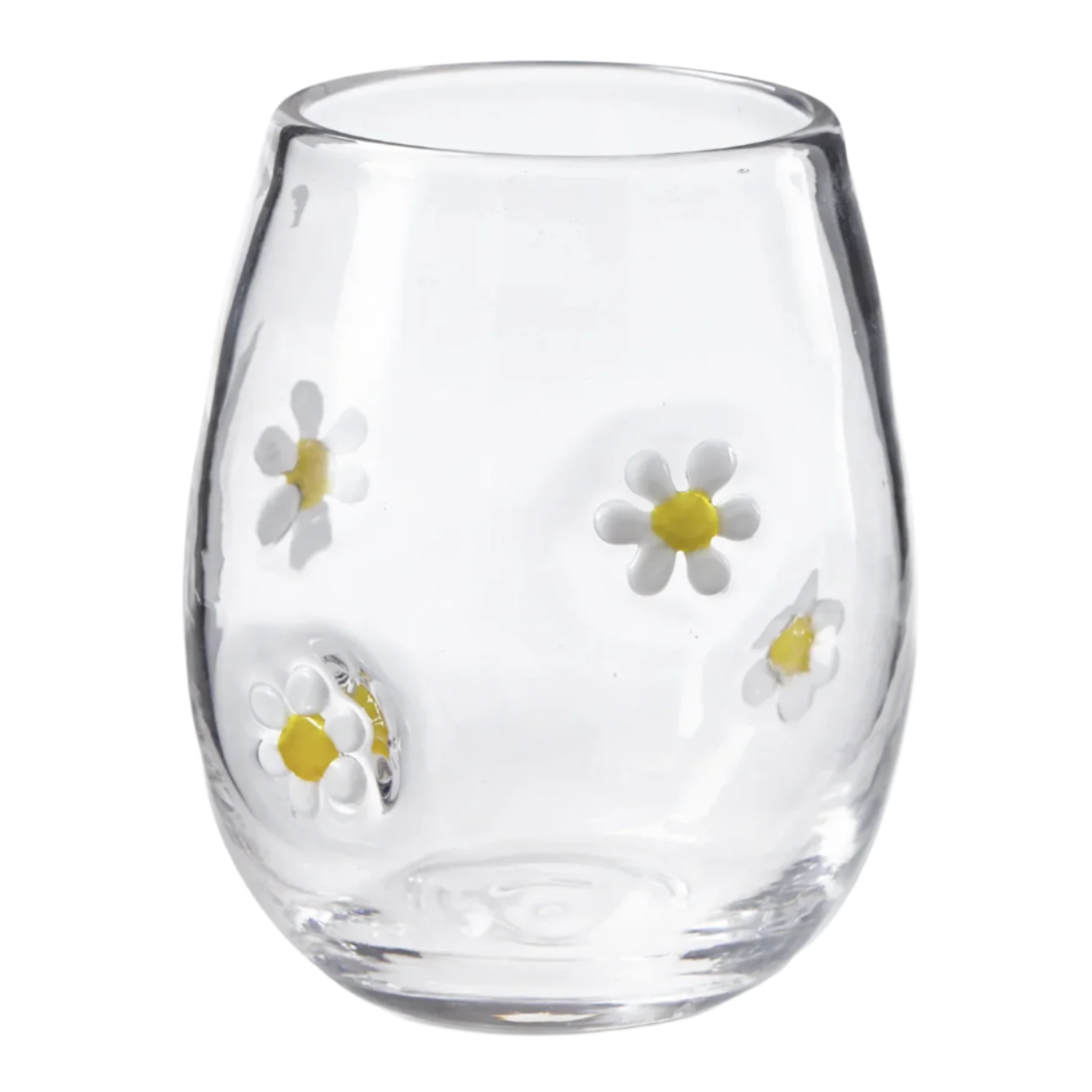 Handmade Daisy Stemless Wineglass