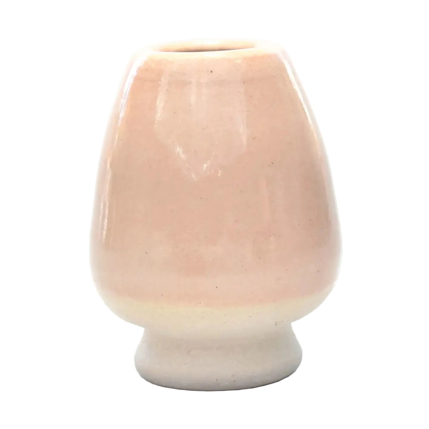 Ceramic vase with a gradient color from pink to white on a white background
