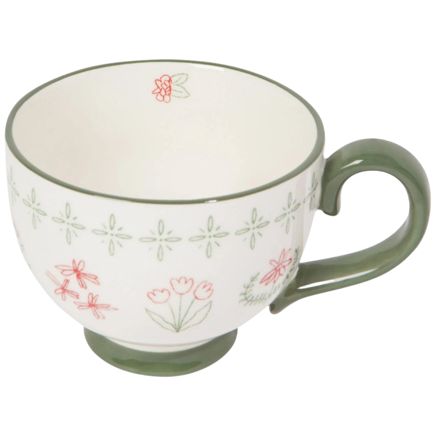 Floral Stoneware Tea Cup | Mug