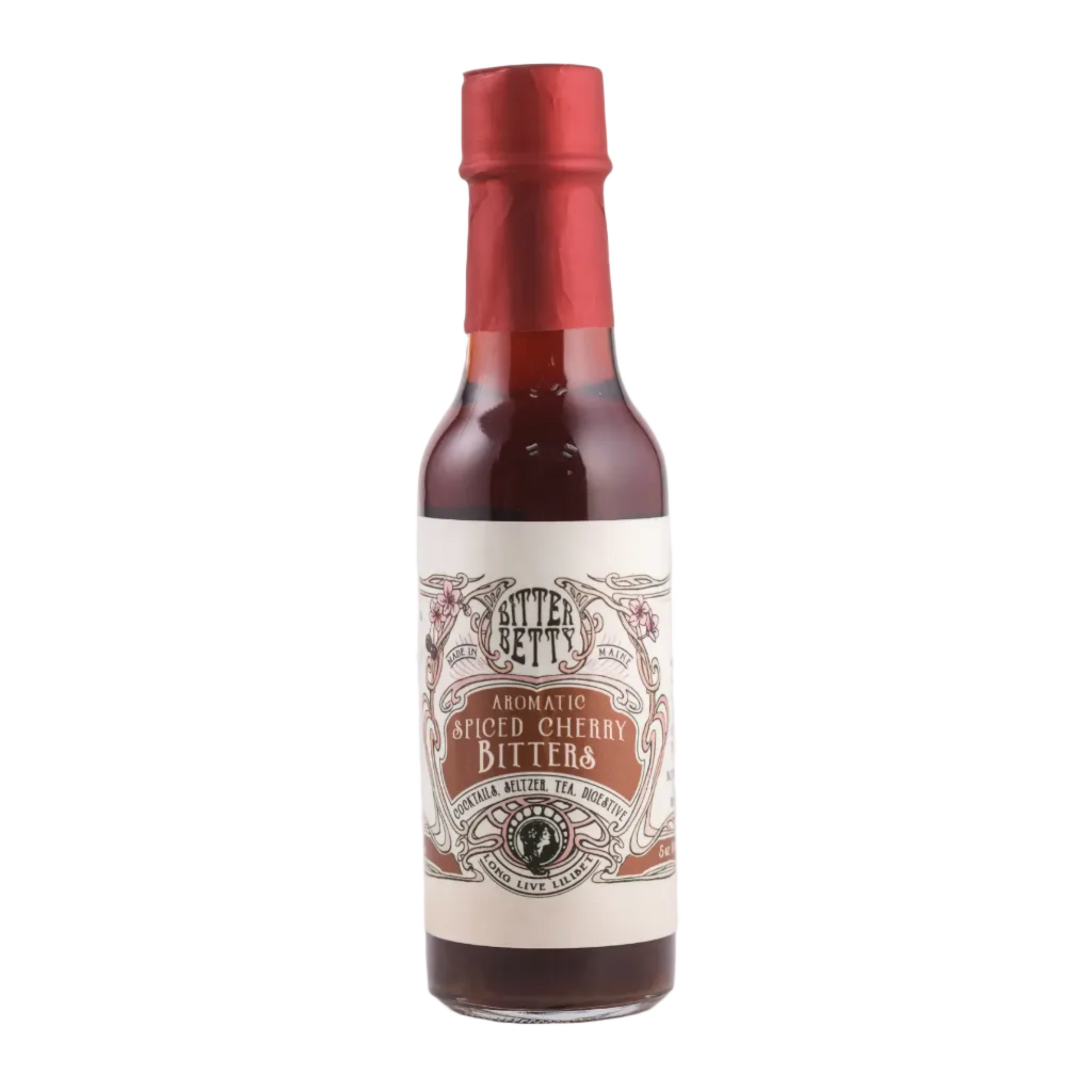 Bottle of hot sauce with a label on a white background