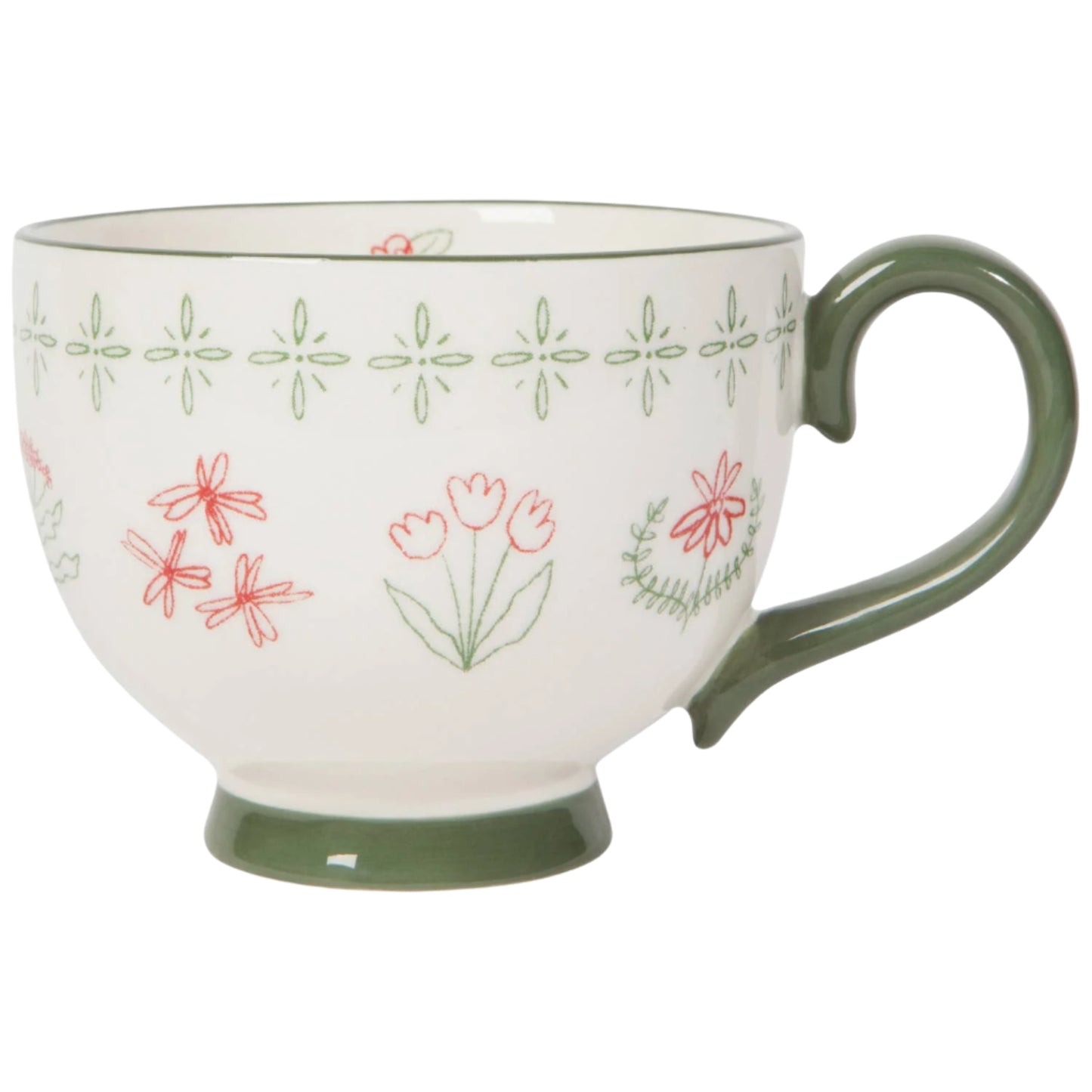 Floral Stoneware Tea Cup | Mug