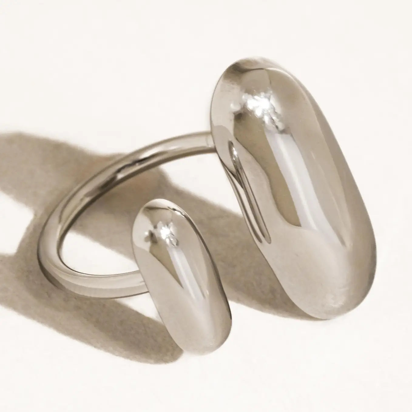 Roxy Modern Silver Open Statement Ring